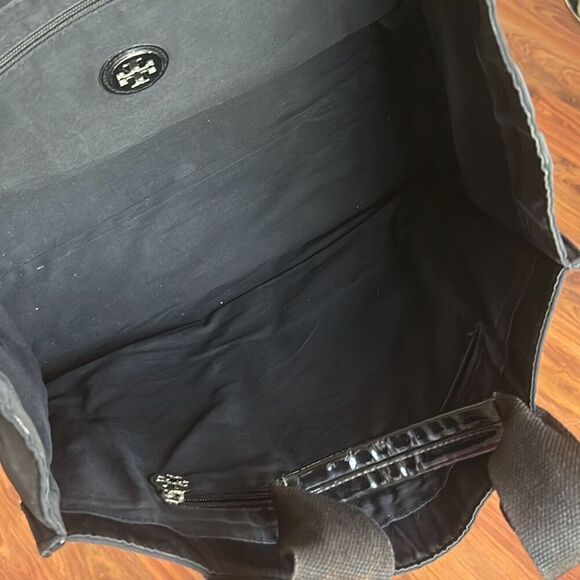 Tory Burch large nylon patent leather tote Miller handbag black - Picture 8 of 8